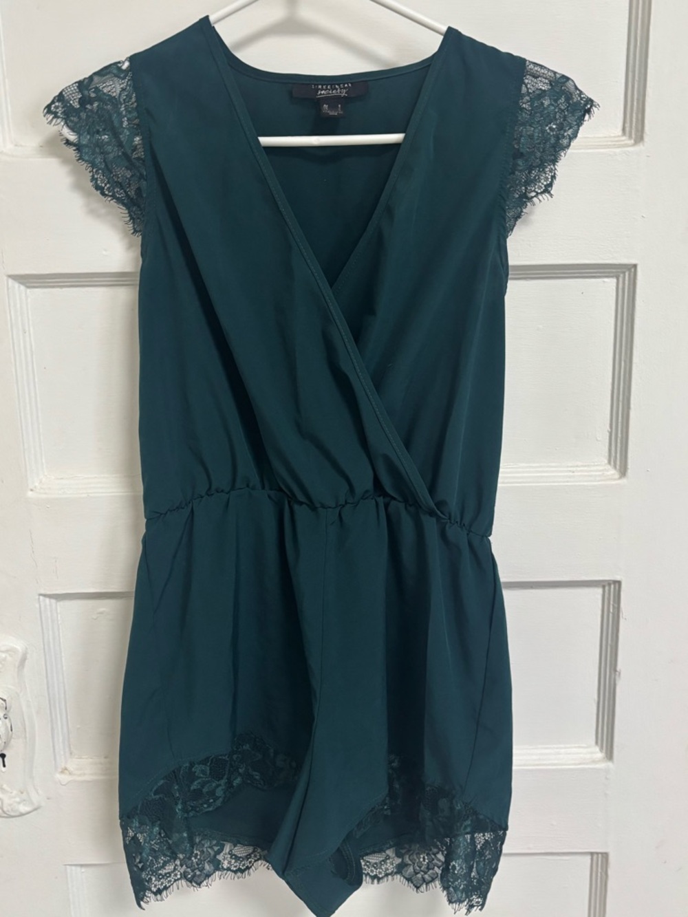 Blue/Green Lace Trim Romper